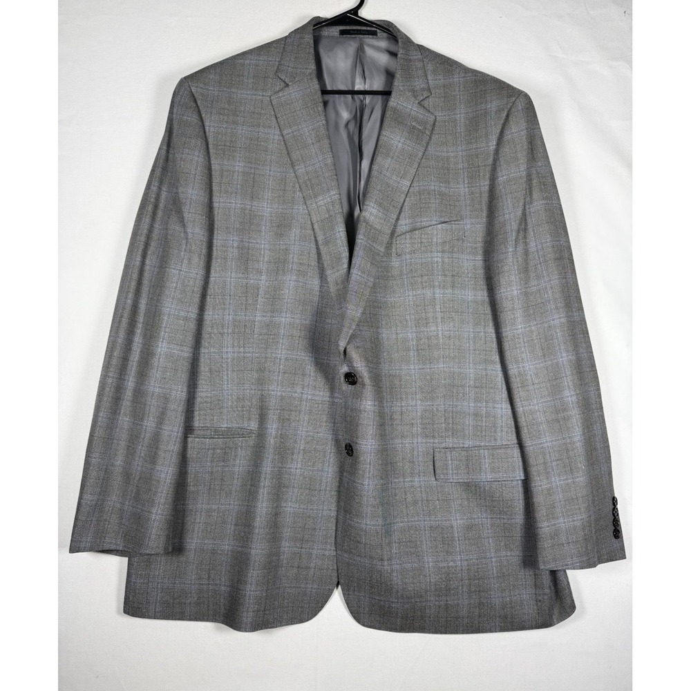 Lauren Ralph Lauren Silk Wool Blend Gray Plaid Mens 52L Long Blazer Jacket